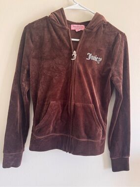 Juicy Couture Brown Velour Zip-Up Hoodie